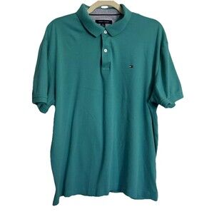 Tommy Hilfiger Men's Short Sleeve Teal Green XL 100% Cotton Polo Shirt